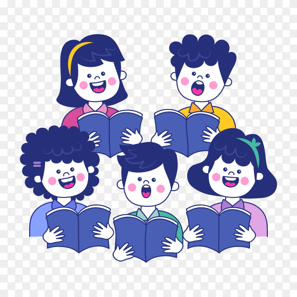 Children choir illustration on transparent background PNG