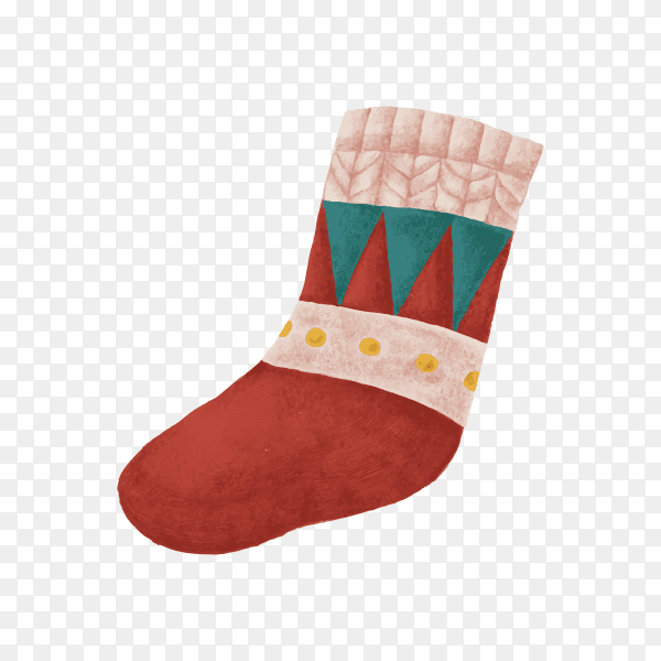 Christmas sock isolated on transparent background PNG