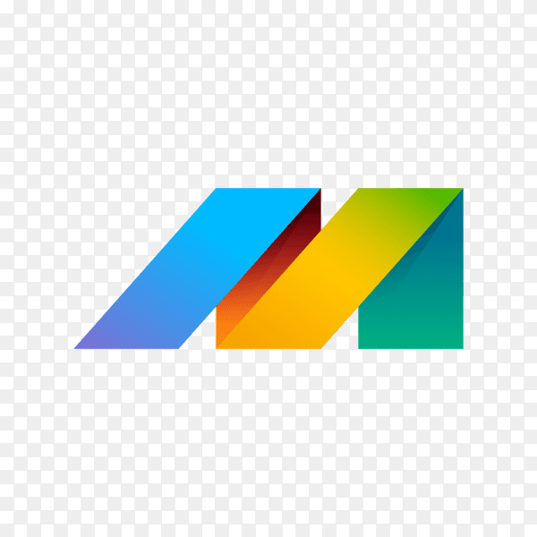 Colorful Letter M logo design on transparent background PNG