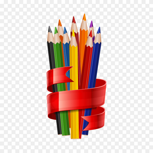 Colorful color pencils isolated on transparent background PNG