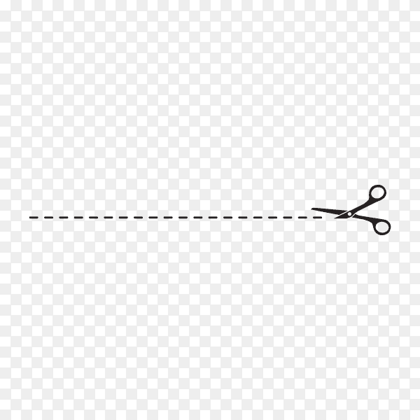 Cut line with black scissors illustration on transparent background PNG