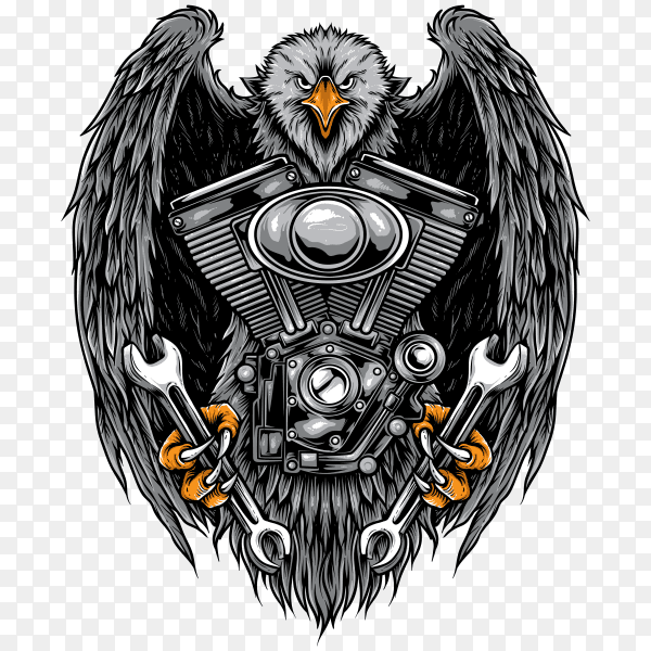 Eagle Biker isolated on transparent background PNG