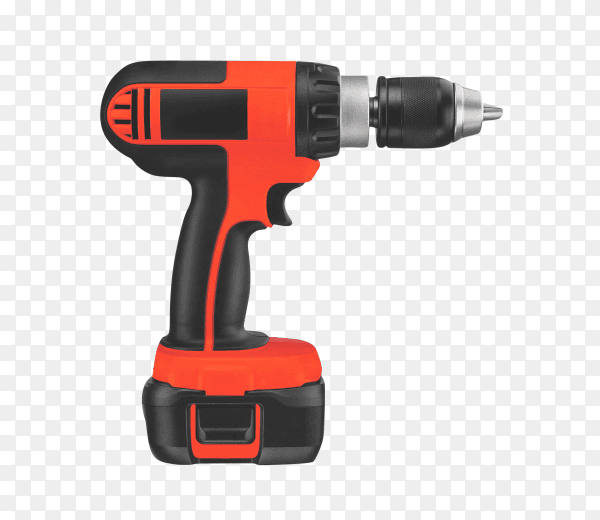 Electric screwdriver on the battery isolated on transparent background PNG