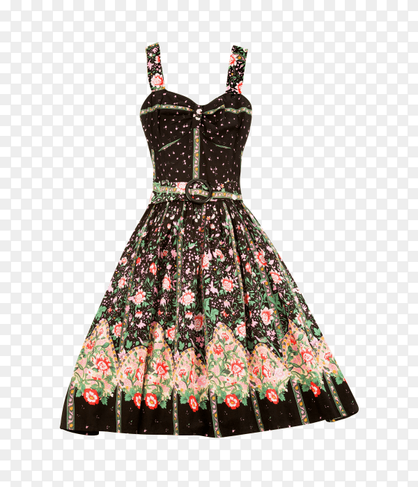 Flowery evase sweetheart dress on transparent background PNG