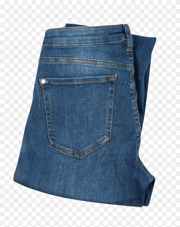 Folded blue jeans isolated on transparent background PNG