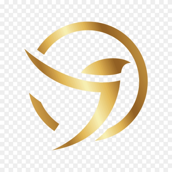 Golden bird logo design on transparent background PNG