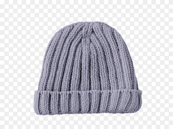 Grey knitted hat isolated on transparent background PNG