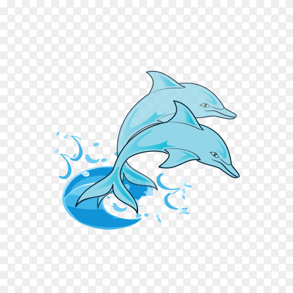 Hand drawn cartoon Dolphin on transparent background PNG