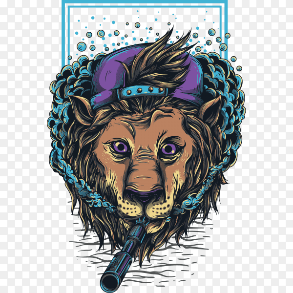 Hand drawn lion face on transparent background PNG