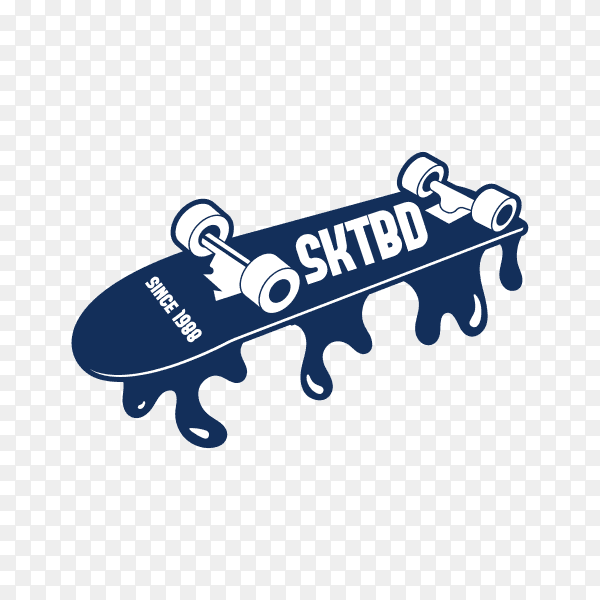 Hipster skateboard logo and badge illustration on transparent background PNG