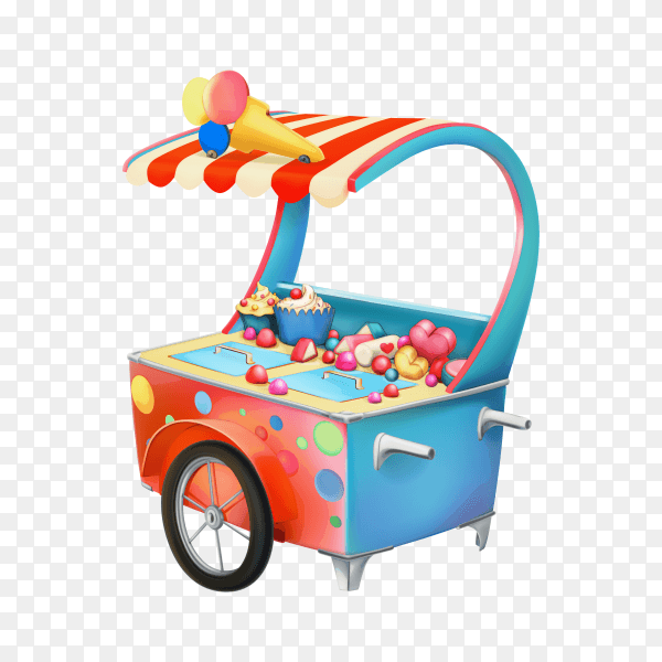 Ice cream trolley on transparent background PNG