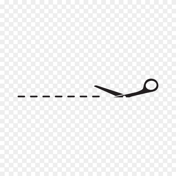 Illustration of Scissors with cut line with Flat style on transparent background PNG