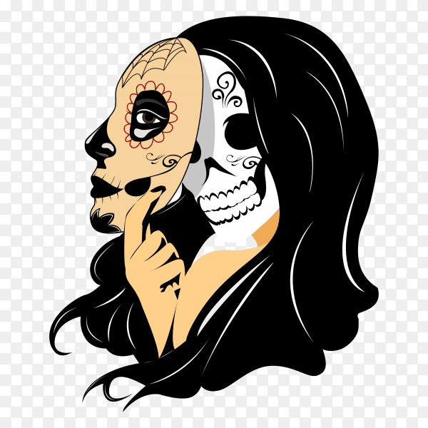 Illustration of skull on transparent background PNG