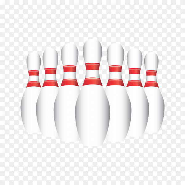 Illustration of white bowling pins over on transparent background PNG