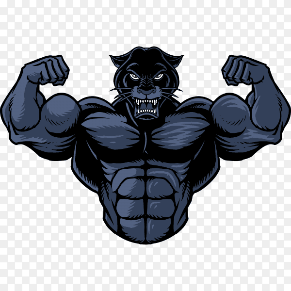 Illustration of strong panther on transparent background PNG