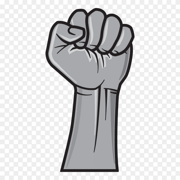 Make fist gesture. Hand in pop art comic style. Illustration isolated on transparent background PNG