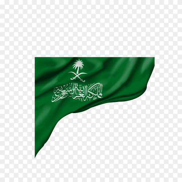 Official flag of the Kingdom of Saudi Arabia on transparent background PNG
