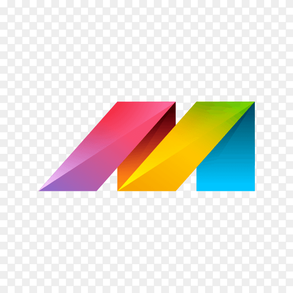 Origami logo. Design element. Abstract business icon. Letter M logo on transparent background PNG