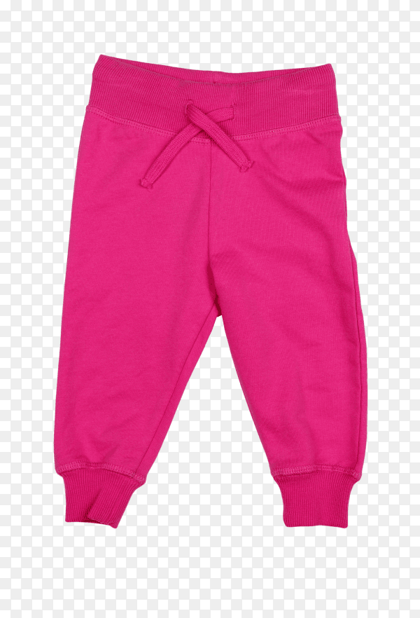 Pink cotton baby pants on transparent background PNG
