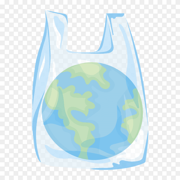 Planet Earth in plastic bag on transparent background PNG