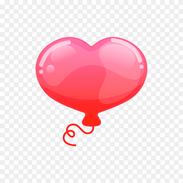 Red balloon with heart shape on transparent background PNG