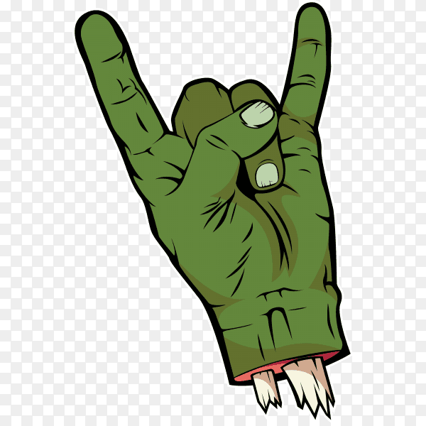 Rock n roll zombie hand on transparent background PNG