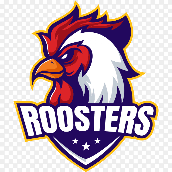 Rooster mascot logo design on transparent background PNG