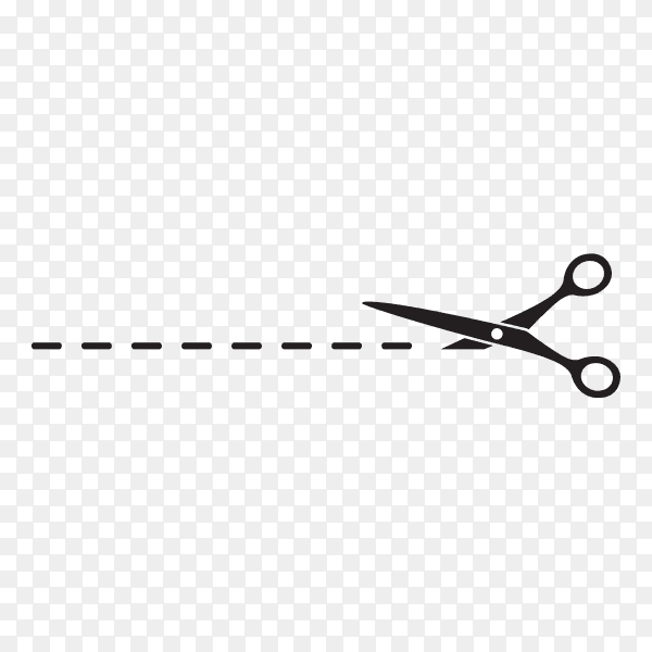 Scissors with cut line with Flat style on transparent background PNG