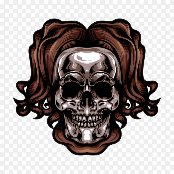 Silver head skull on transparent background PNG