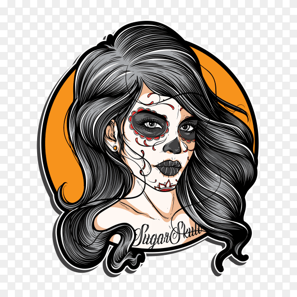 Skull Tattoo isolated on transparent background PNG