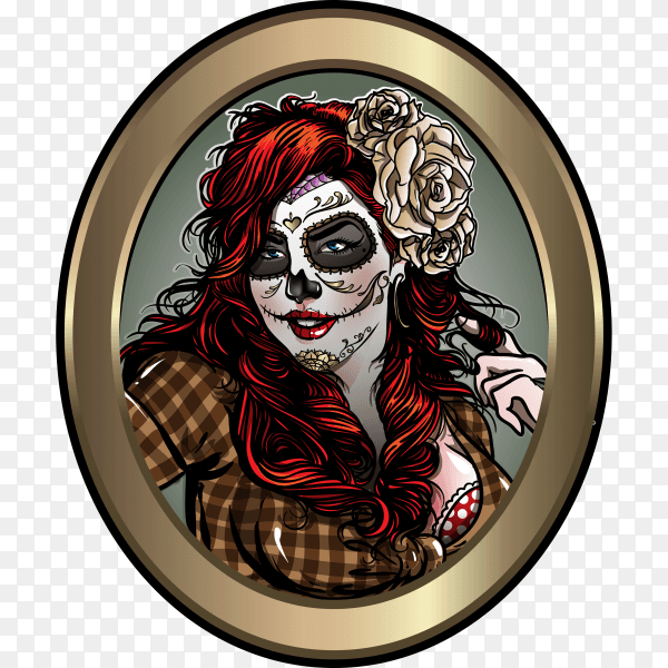 Sugar skull Girl on transparent background PNG