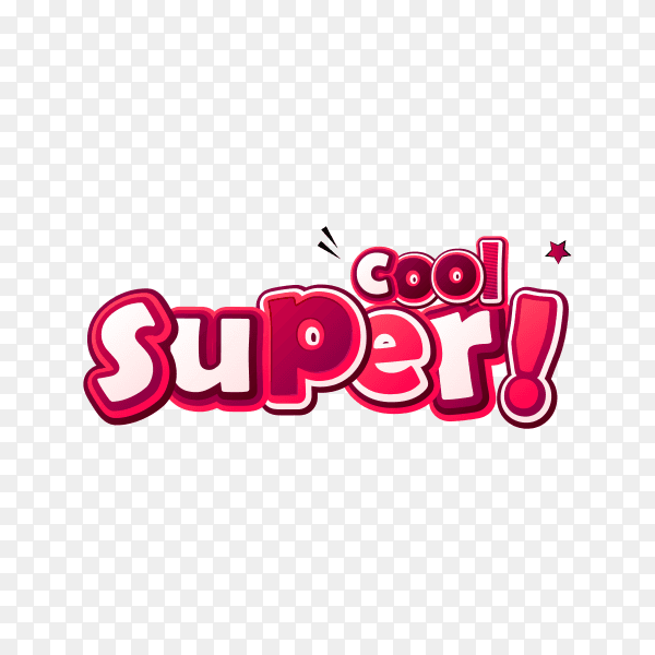 Super cool comic words isolated in pink color on transparent background PNG