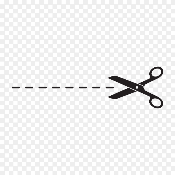 The scissors from the cut line on transparent background PNG