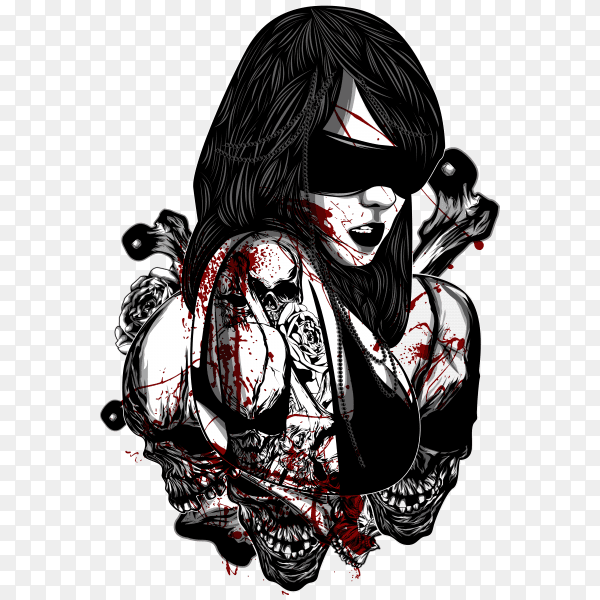 Woman with tattoo on transparent background PNG