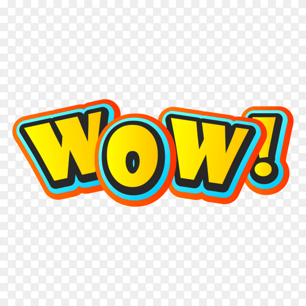 Wow comic words isolated icon on transparent background PNG
