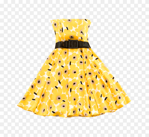 Yellow dress isolated on transparent background PNG