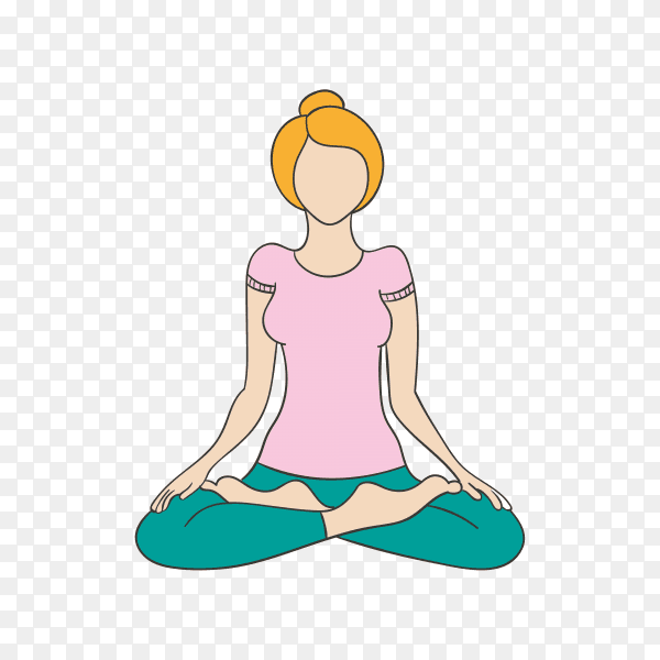 Young woman practice of yoga and meditation on transparent background PNG