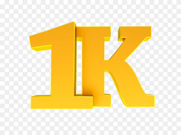 1k or 1000 followers thank you on transparent background PNG