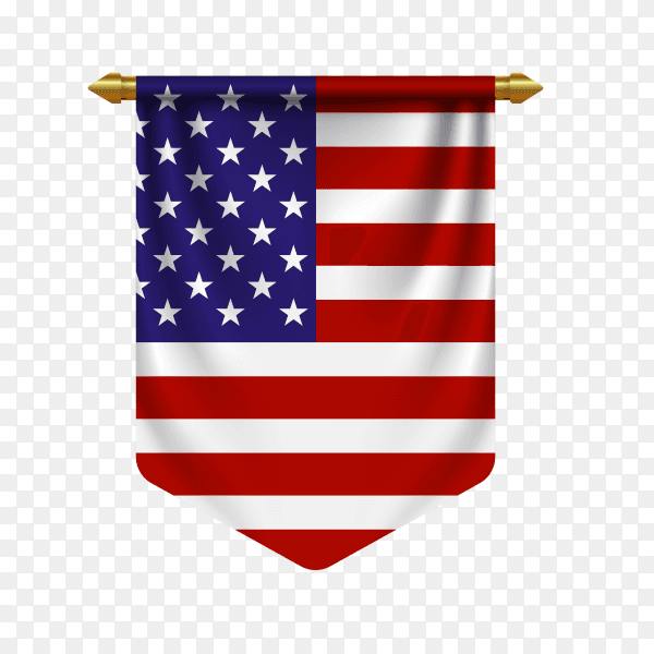 3d realistic pennant with flag of united states on transparent background PNG