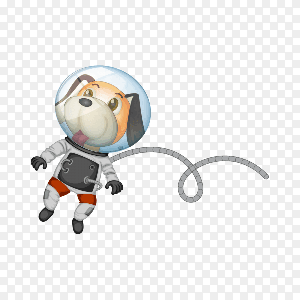 A dog astronaut in space illustration on transparent background PNG