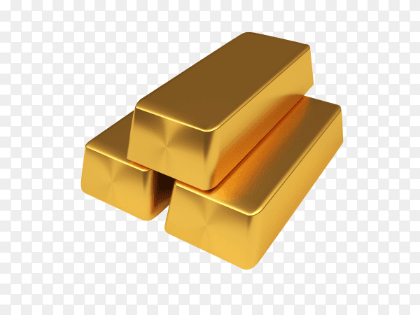A pile of gold bars isolated on transparent background PNG
