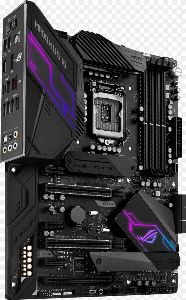 Asus motherboard isolated on transparent background PNG