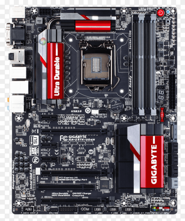 Asus motherboard mock-up on transparent background PNG