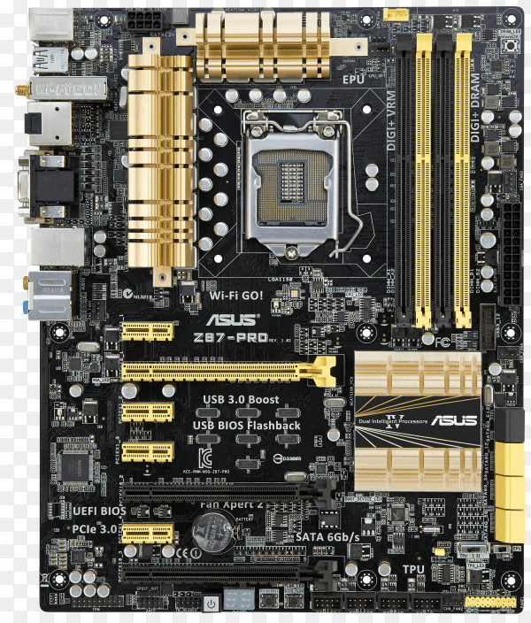 Asus motherboard on transparent PNG
