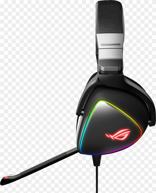 Black headphone isolated on transparent background PNG