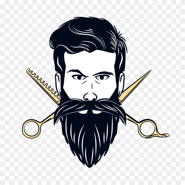 Barber shop logo on transparent background PNG