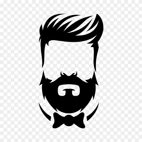 Beard barber logo design on transparent background PNG