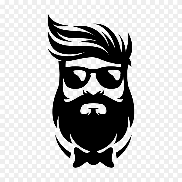 Beard barber logo design template on transparent background PNG
