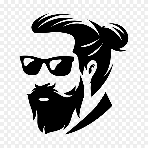 Beard barber logo isolated on transparent background PNG