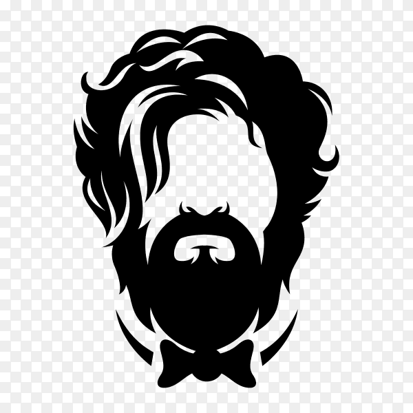Beard barber logo on transparent background PNG